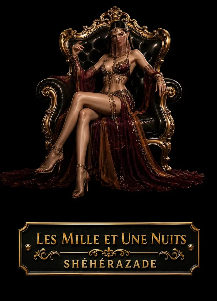 Chambre Les mille et Une Nuits avec Shéhérazade en fauteuil romantique
