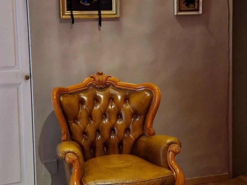 Gros plan sur le fauteuil en cuir